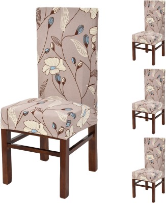 YELLOW WEAVES Polyester Floral Chair Cover(Donkey Brown Pack of 4)