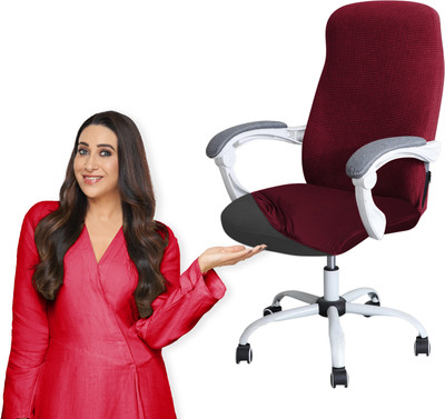 HOKiPO Jacquard 1 Seater Chair Plain Cover(Pack of 1 Burgundy)