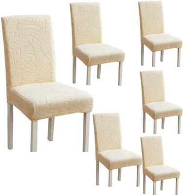 vinsano Jacquard 1 Seater Chair Plain Cover(Pack of 6 cream)