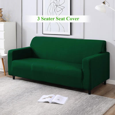 HOKiPO Polyester 3 Seater Sofa Plain Cover(Pack of 1 Bottle Green)