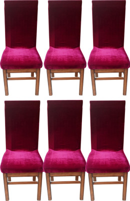 SK Fashion Velvet 1 Seater Chair Plain Cover(Pack of 6 Wine)