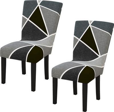 Story@home Polyester Abstract 1 Seater Chair Cover(Grey Pack of 2)