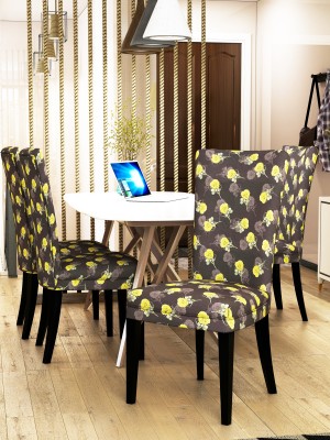 Nendle Polyester Floral Chair Cover(Yellow Flower Pack of 4)