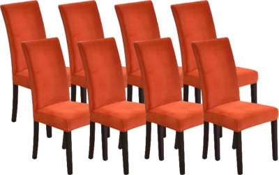 Aranaya Decore Velvet Plain Chair Cover(Orange Pack of 8)