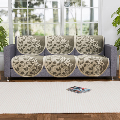 KUBER INDUSTRIES Cotton 3 Seater Sofa Plain Cover(Pack of 6 Grey)