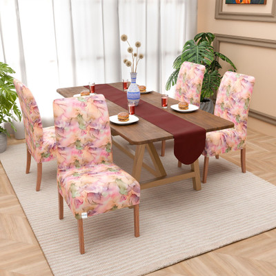 HOMESTIC Polyester 1 Seater Chair Plain Cover(Pack of 4 White)