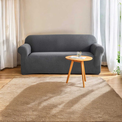 DFH Polyester Plain 3 Seater Sofa Cover(Grey Pack of 1)
