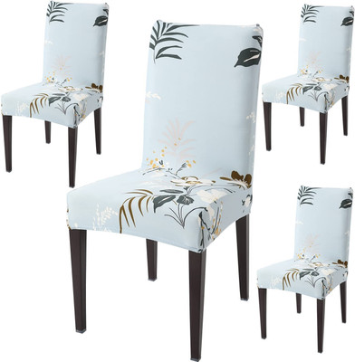 HOKiPO Polyester 4 Seater Chair Floral Cover(Pack of 4 Blue)
