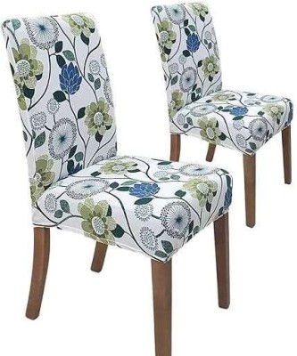 SAFED DHAAGA Polyester Floral 1 Seater Chair Cover(White Pack of 2)