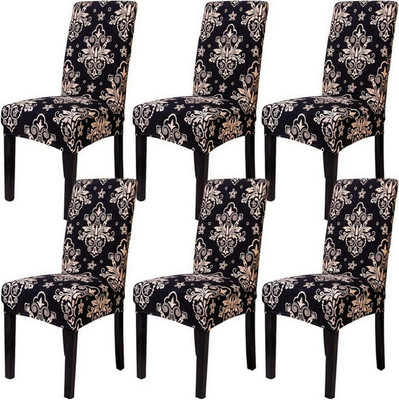 QUIRKYHUB Polycotton Geometric 6 Seater Chair Cover(grey Pack of 6)