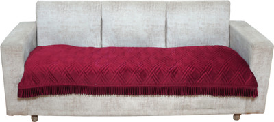 Fashion Throw Velvet 3 Seater Sofa Geometric Cover(Pack of 1 Maroon)