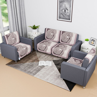HOMESTIC by Kuber Industries Cotton 4 Seater Sofa Floral Cover(Pack of 8 Purple)