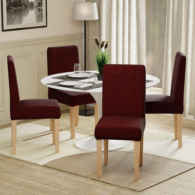 lukzer Jacquard 1 Seater Chair Plain Cover(Pack of 4 Pastel Deep Maroon Tribal)