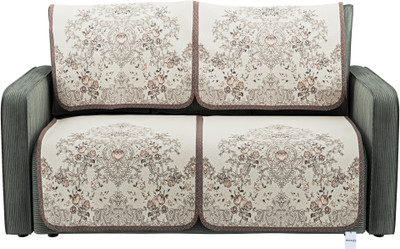 HOMESTIC Cotton 2 Seater Sofa Floral Cover(Pack of 4 Brown)