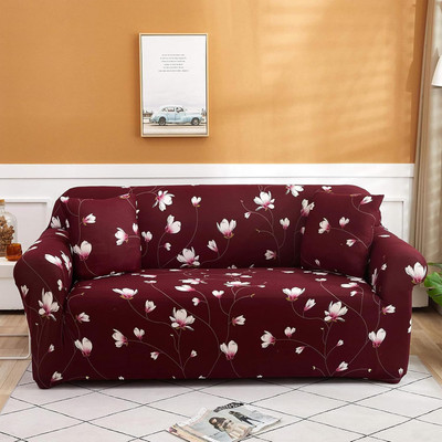 papsun Polycotton 3 Seater Sofa Floral Cover(Pack of 1 Maroon)