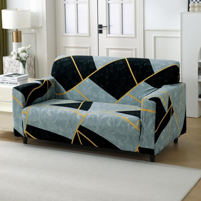 HOKiPO Polyester 2 Seater Sofa Abstract Cover(Pack of 1 Multicolor Abstract Geometry)