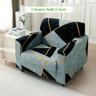 HOKiPO Polyester Geometric 1 Seater Sofa Cover(Multicolor Pack of 1)