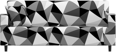 TURIYA Polyester, Polycotton 3 Seater Sofa Floral Cover(Pack of 1 Grey, Black, White)