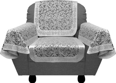 Bluegrass Polyester, Lace Damask 3+1+1 Seater Sofa Cover(Grey Pack of 12)