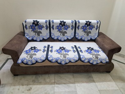 EASTTARDOMM Polycotton Floral Sofa Cover(Blue Pack of 2)