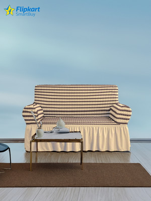 Flipkart SmartBuy Polyester 3 Seater Sofa Geometric Cover(Pack of 1 Brown, Gold)