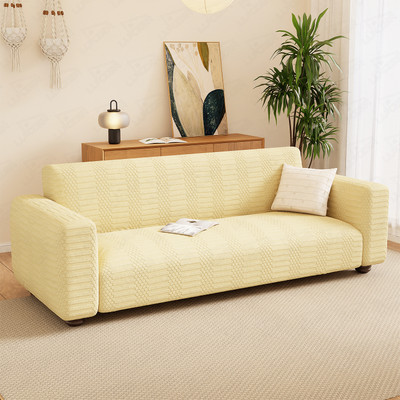 lukzer Jacquard Abstract 2 Seater Sofa Cover(Pastel Yellow Dotted Stripe Pattern Pack of 1)
