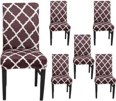 shringoori creations Polycotton 1 Seater Chair Geometric Cover(Pack of 6 Brown Daimond)