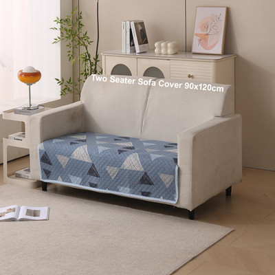 HOUSE OF QUIRK Polyester 2 Seater Sofa Plain Cover(Pack of 1 Blue Stone)