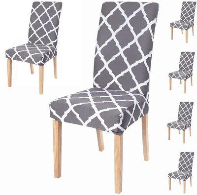 VARIKSH HOMES Polycotton Embroidered 1 Seater Chair Cover(Grey Pack of 4)