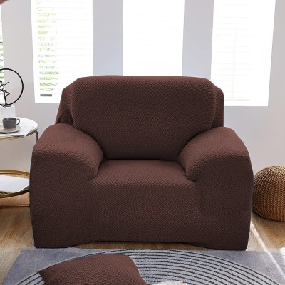 B BESTILO Polyester Plain 1 Seater Sofa Cover(Brown Pack of 1)