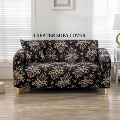 Flipkart SmartBuy Polycotton Floral Sofa Cover(BLACK DAMASK Pack of 1)