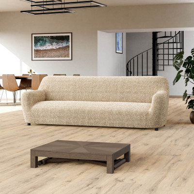 Bellissima Covers Pet Friendly 4 Seater Sofa Plain Cover(Pack of 1 Mediterraneo Sand)