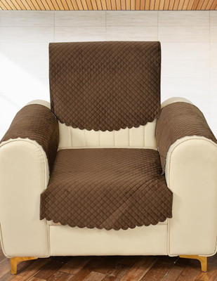 Bigger fish Velvet Plain 1 Seater Sofa Cover(Coffee Pack of 4)