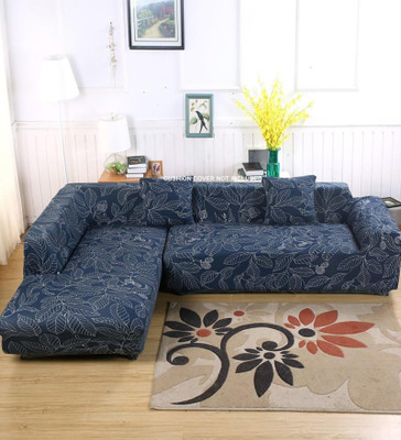 Magic Cover Polyester Plain 3 Seater Sofa Cover(Blue Pack of 1)