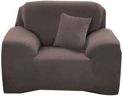 B BESTILO Polyester Plain 1 Seater Sofa Cover(Brown Pack of 1)