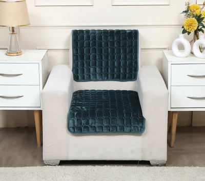 Fashion Throw Fleece 1 Seater Sofa Geometric Cover(Pack of 2 Teal)