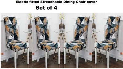 Essensa Furnishings Polyester Abstract 1 Seater Chair Cover(Brown Pack of 4)