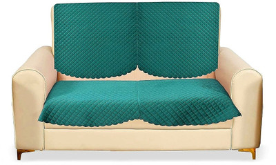 papsun Polyester 2 Seater Sofa Floral Cover(Pack of 4 GREEN VELVET SOFA COVER PANEL (2*2)-4 PCS)