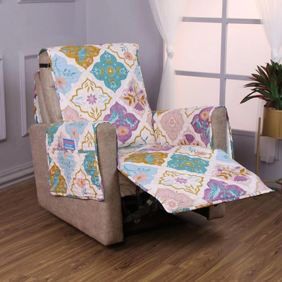 HOKiPO Polyester 1 Seater Sofa Damask Cover(Pack of 1 Quatrefoil Multicolor)