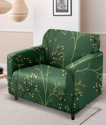 BUCKETLIST Polyester Geometric 3+1+1 Seater Sofa Cover(Green Pack of 1)