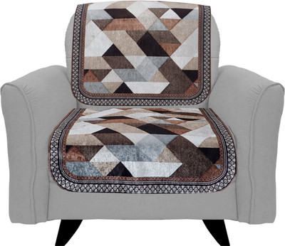 Bluegrass Polycotton 3+2 Seater Sofa Abstract, Geometric, Floral Cover(Pack of 6 Coffee)