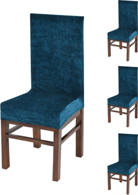 PRABHNOOR Velvet 1 Seater Chair Plain Cover(Pack of 4 Peacock)