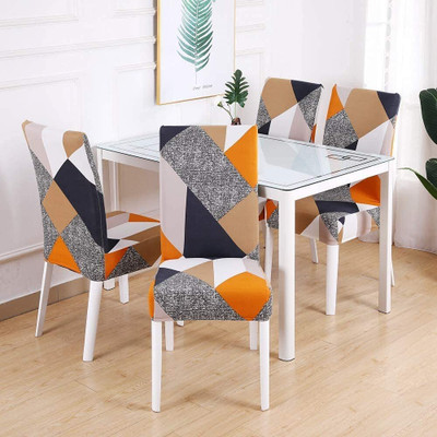 SGJ Polyester 1 Seater Chair Striped Cover(Pack of 4 Multicolor)