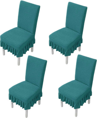 vinsano Jacquard 1 Seater Chair Plain Cover(Pack of 4 teal green)