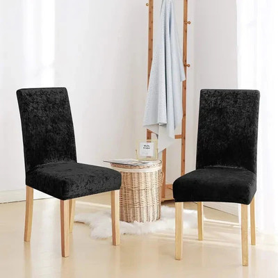 Roodra Creations Velvet 1 Seater Chair Plain Cover(Pack of 6 Black)