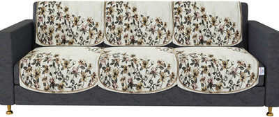 Heart Home Velvet 3 Seater Sofa Floral Cover(Pack of 6 Yellow)