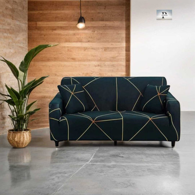 papsun Polyester Geometric 3 Seater Sofa Cover(Green Pack of 1)