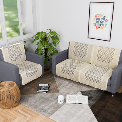 KUBER INDUSTRIES Cotton Geometric 3 Seater Sofa Cover(Yellow Pack of 6)
