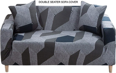 HOUSE OF QUIRK Polyester Checkered 3 Seater Sofa Cover(Dark Grey Pack of 1)