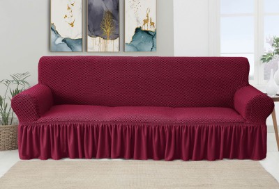 Multitex Polyester Floral 3 Seater Sofa Cover(Maroon Pack of 1)